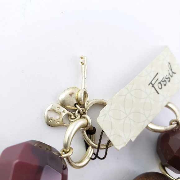 NWT! Fossil Bracelet with Jumbo Beads Silver Tone - Picture 6 of 9